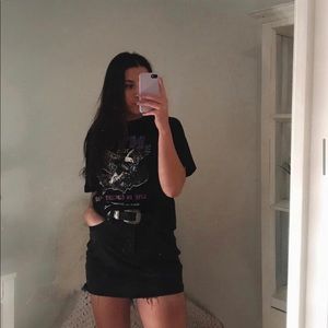 Grey Worn-Wash Denim Skirt